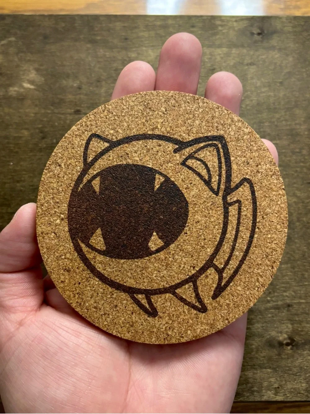 Pokemon Zubat Face Laser Engraved Cork Coaster